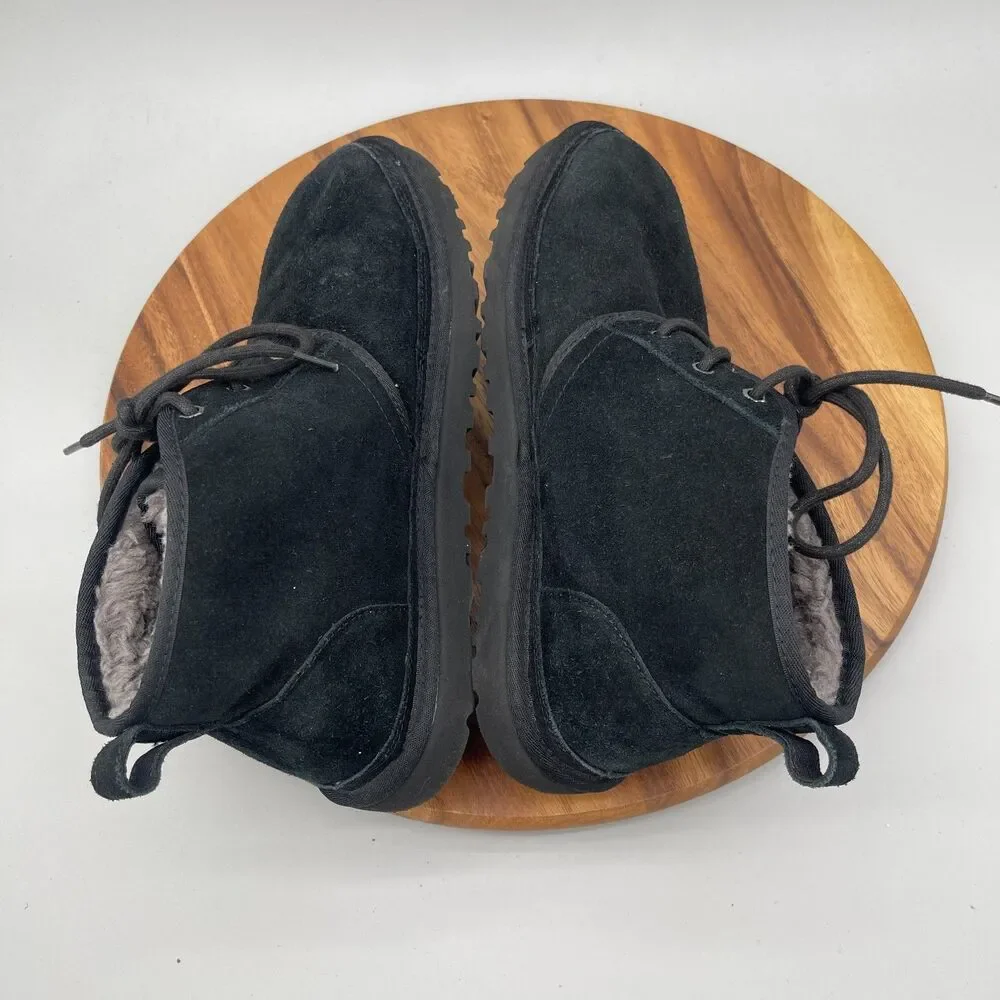 UGG Neumel Boots Mens Size 12 Black Suede Casual Comfort Shearling Lined Chukka